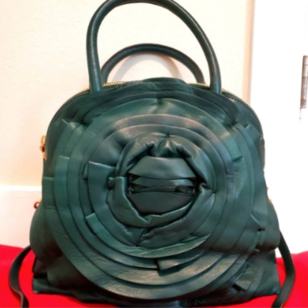 Valentino Rose Edition Leather Bag Green